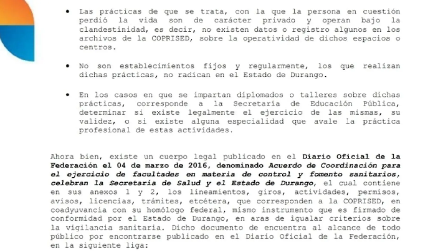 Emite Coprised comunicado sobre el evento de chamanes donde murió duranguense